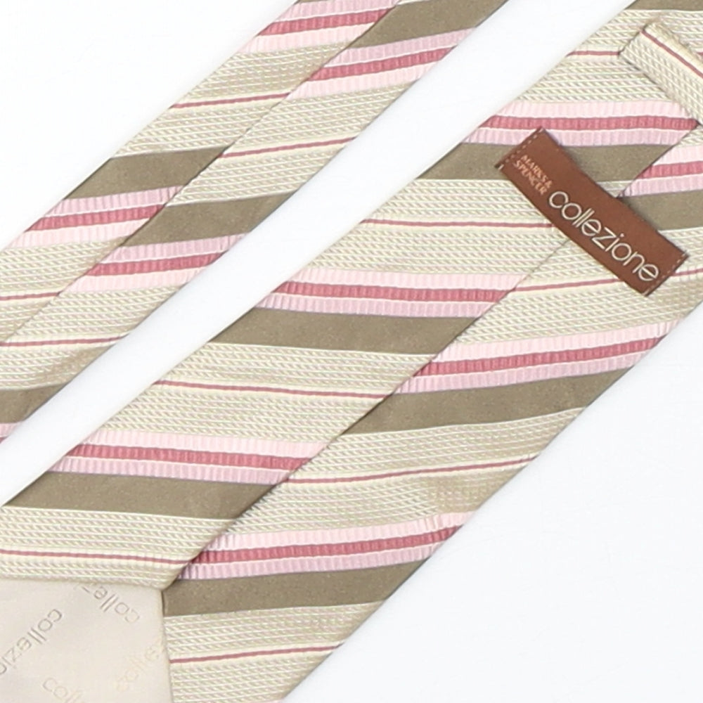 Marks and Spencer Mens Multicoloured Striped Silk Pointed Tie One Size