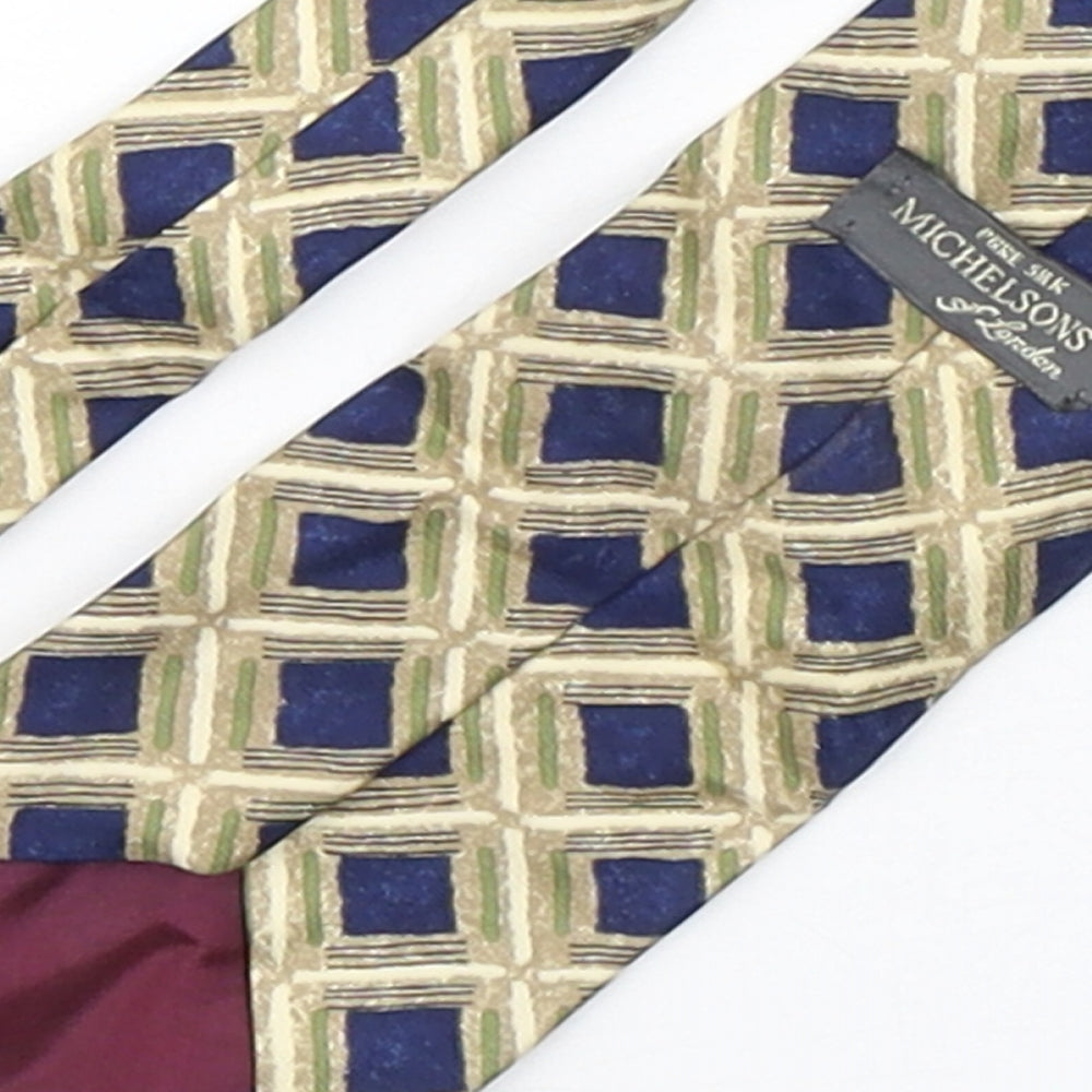 Michelsons Mens Multicoloured Plaids & Checks Silk Pointed Tie One Size
