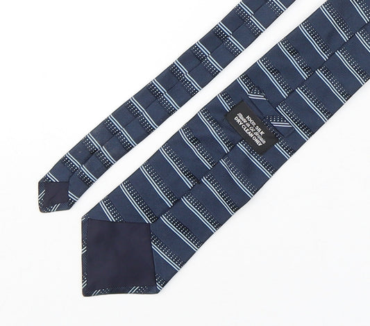 Mens Preworn Blue Striped Pointed Tie