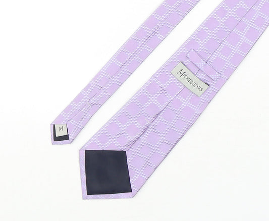 Michelsons Mens Purple Plaids & Checks Silk Pointed Tie One Size