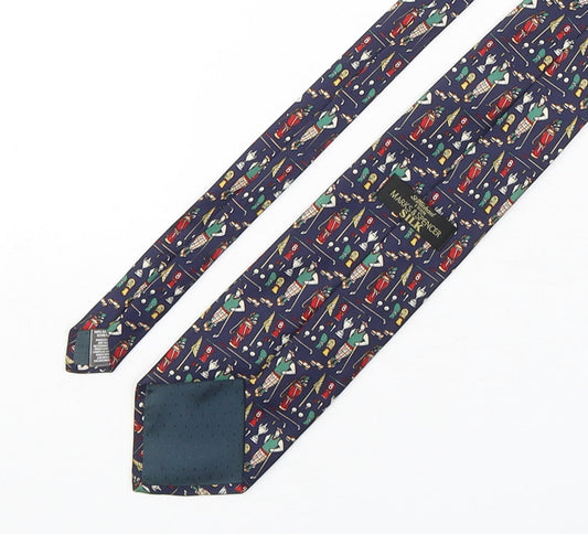 Marks and Spencer Mens Multicoloured Geometric Silk Pointed Tie One Size