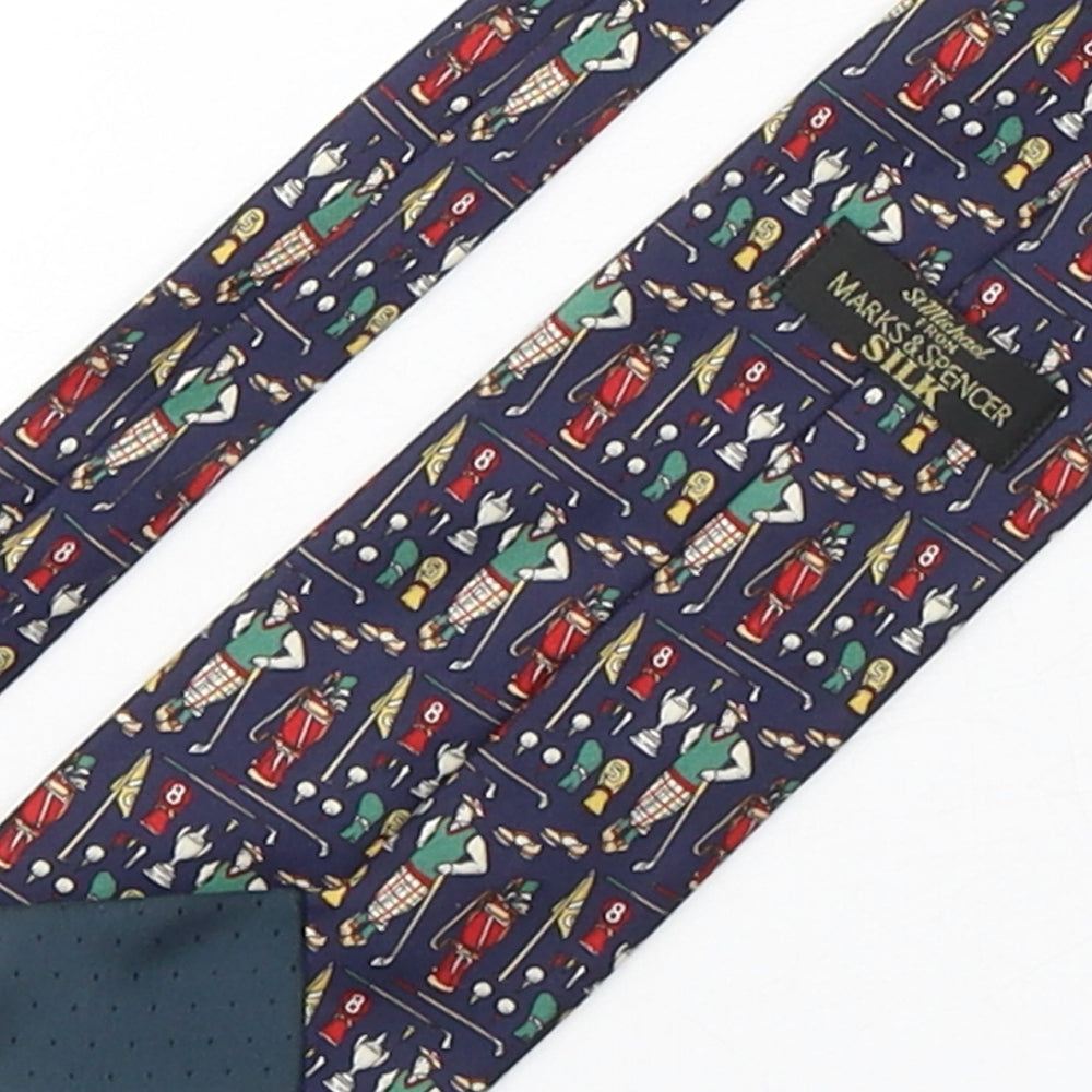 Marks and Spencer Mens Multicoloured Geometric Silk Pointed Tie One Size