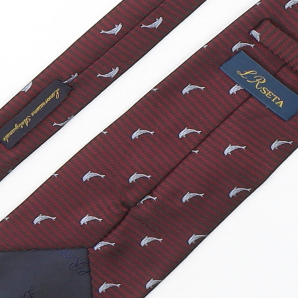 LR Seta Mens Multicoloured Geometric Polyester Pointed Tie One Size - Dolphin