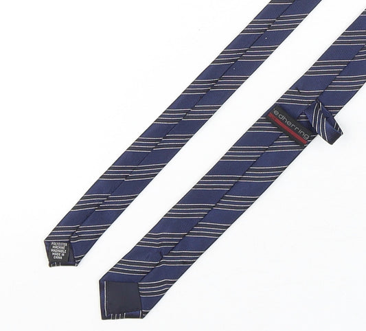 RedHerring Mens Blue Striped Polyester Pointed Tie One Size
