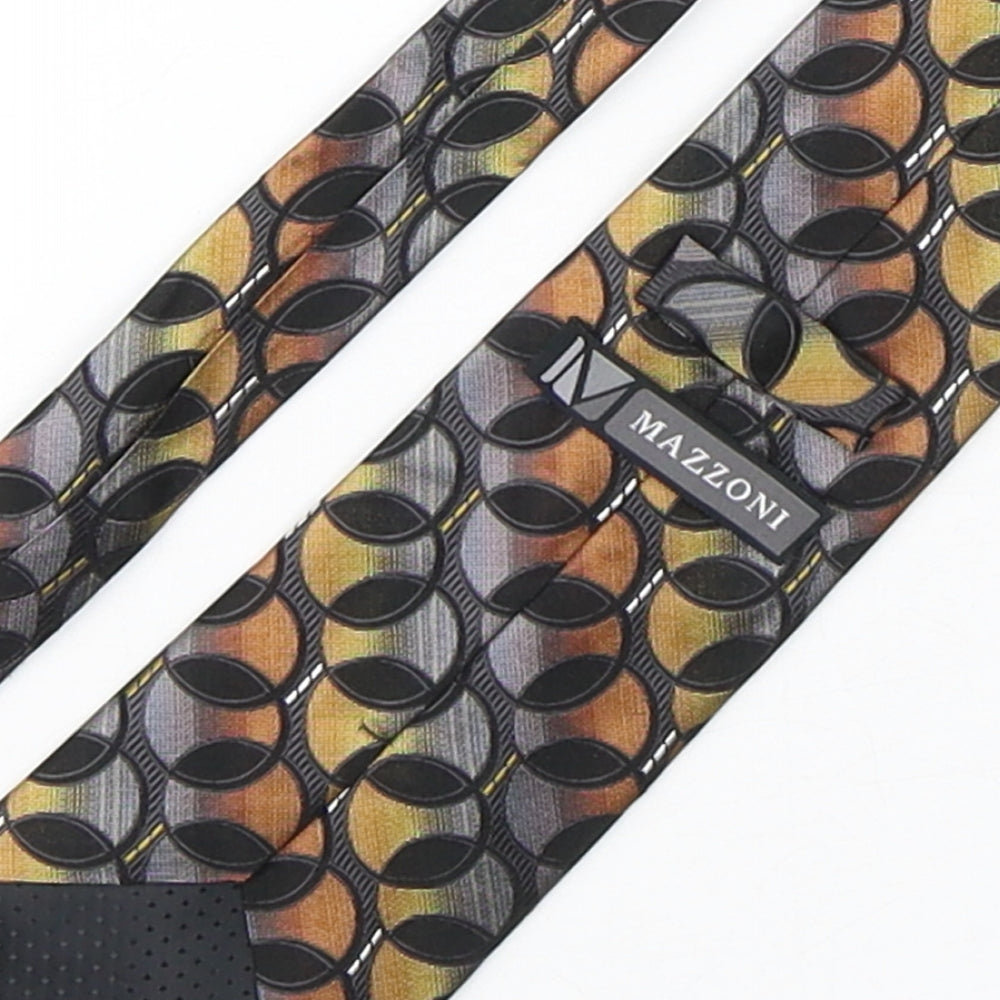 Mazzoni Mens Multicoloured Geometric Silk Pointed Tie One Size