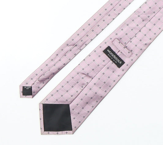Woodstock Mens Pink Plaids & Checks Silk Pointed Tie One Size