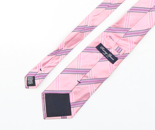 Racing Green Mens Pink Plaids & Checks Silk Pointed Tie One Size