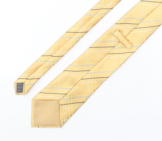 Marks and Spencer Mens Gold Plaids & Checks Polyester Pointed Tie One Size