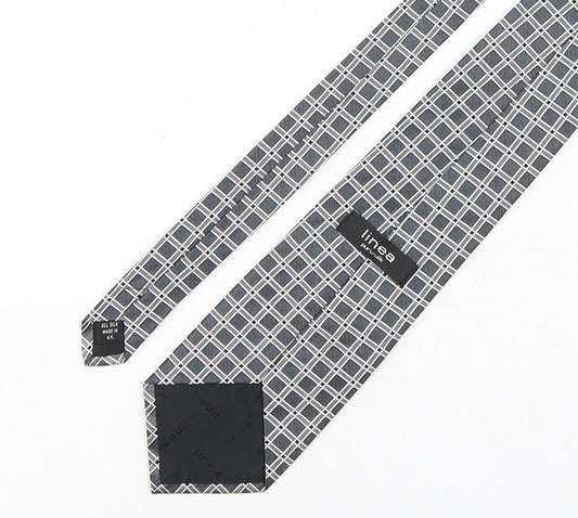 Linea Mens Silver Plaids & Checks Silk Pointed Tie One Size