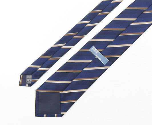 Marks and Spencer Mens Multicoloured Striped Polyester Pointed Tie One Size