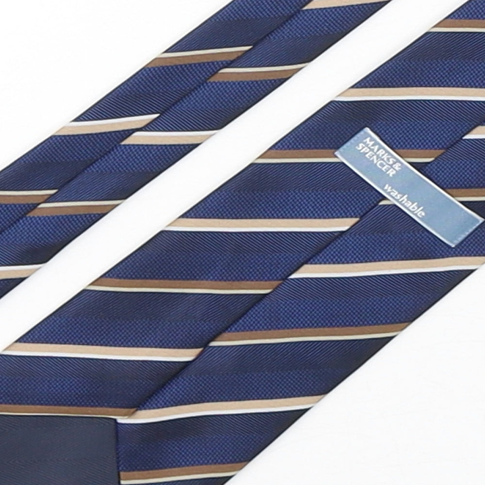 Marks and Spencer Mens Multicoloured Striped Polyester Pointed Tie One Size
