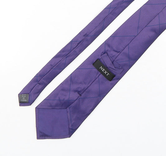 NEXT Mens Purple Plaids & Checks Silk Pointed Tie One Size