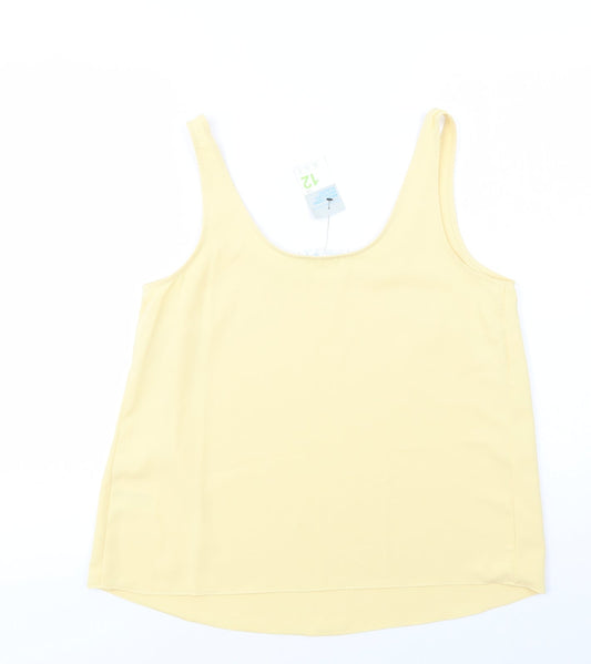 Primark Womens Yellow Polyester Camisole Blouse Size 12 Scoop Neck