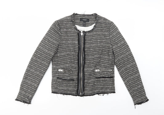 Mango Womens Grey Jacket Blazer Size L Zip