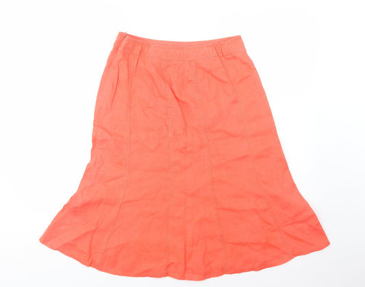 Marks and Spencer Womens Pink Linen A-Line Skirt Size 10 Zip