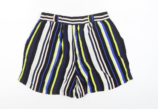 New Look Womens Multicoloured Striped Polyester Paperbag Shorts Size 8 L4 in Regular
