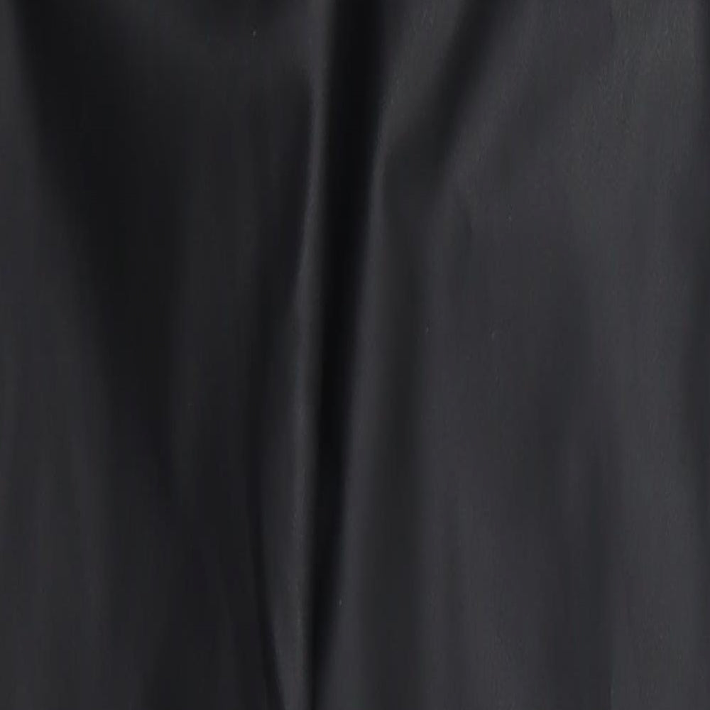 Brand and care label for Denim Co women’s black polyurethane trousers, size UK 6, 29-inch leg regular button