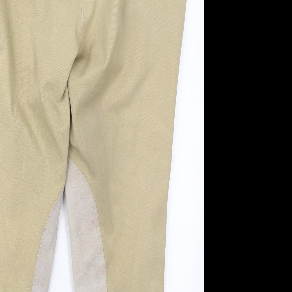 Caldene Womens Beige Polyester Cropped Trousers Size 32 in L24 in Regular Hook & Eye - Horse Riding