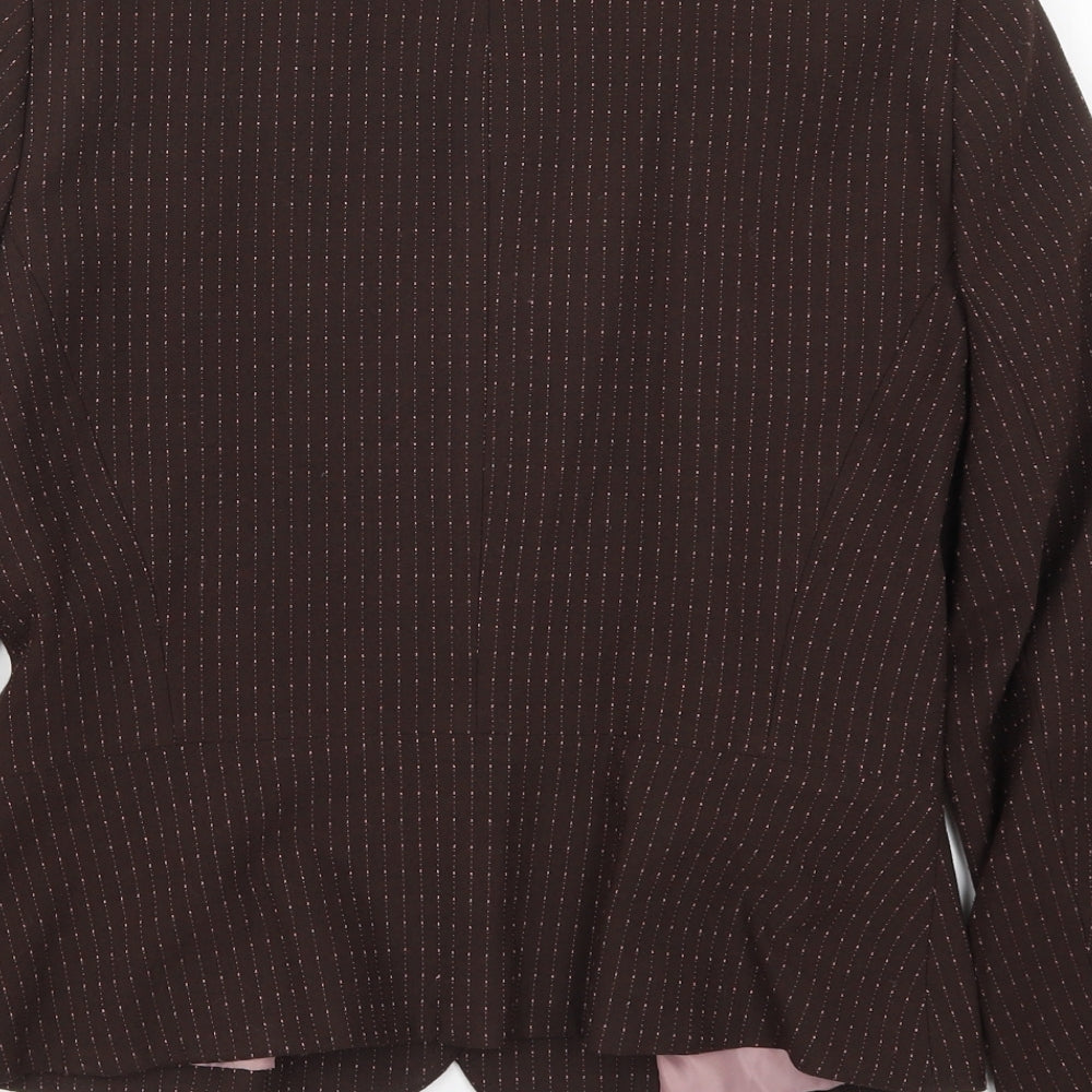 Dorothy Perkins Womens Brown Striped Polyester Jacket Suit Jacket Size 12