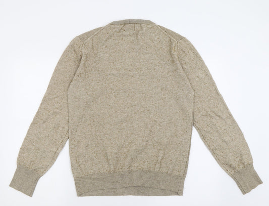 Label Lab Mens Brown Crew Neck Cotton Pullover Jumper Size M