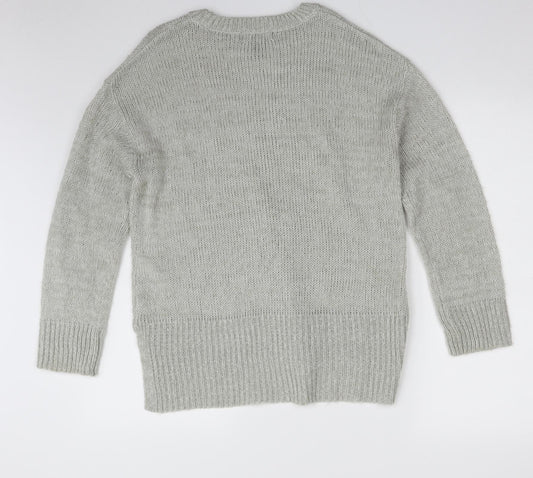 New Look Womens Grey Crew Neck Acrylic Pullover Jumper Size S