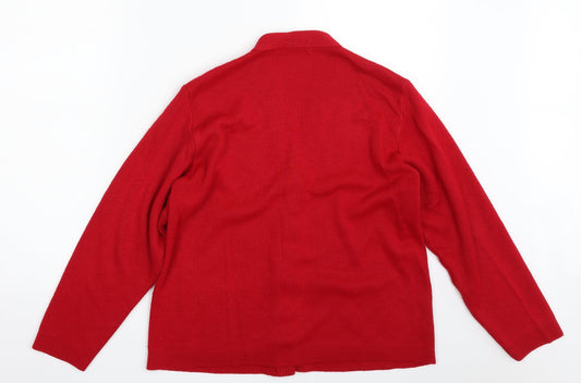 Womens UK Size M Care Red Cardigan Jumper