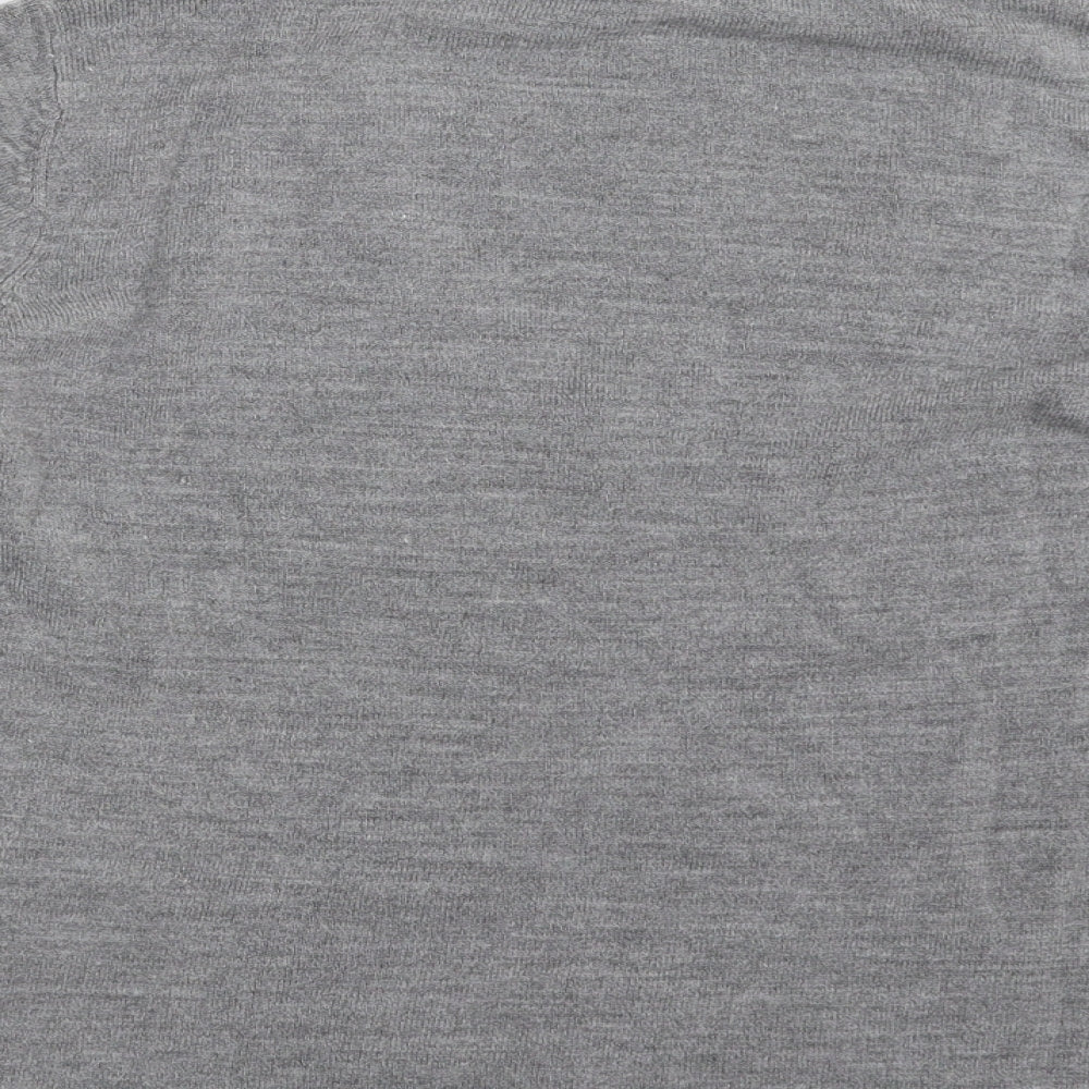 BHS Womens Grey V-Neck Acrylic Pullover Jumper Size 16