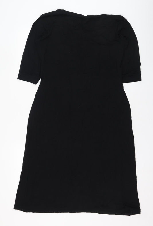 AMARANTO Womens Black Viscose Shift Size 12 Off the Shoulder Pullover