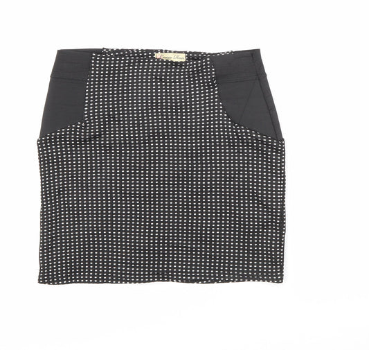 Additional front view of Cameo Rose women’s black geometric polyester mini skirt, size UK 10