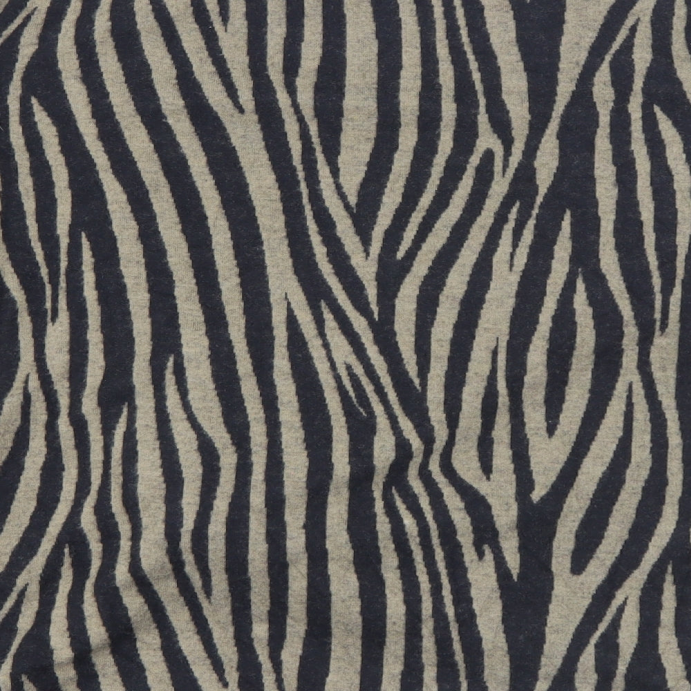 F&F Womens Brown Crew Neck Geometric Polyester Pullover Jumper Size 10