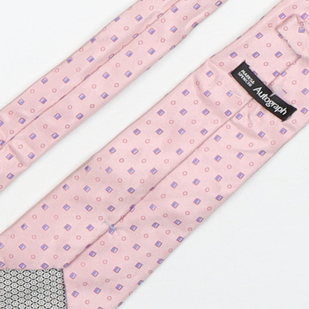 Autograph Mens Pink Geometric Silk Pointed Tie One Size