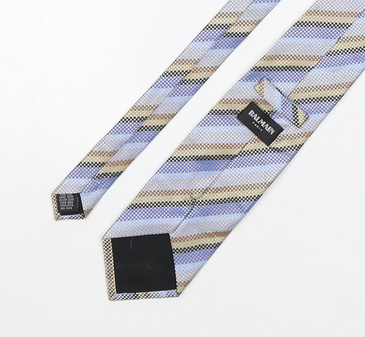 Balmain Mens Multicoloured Striped Silk Pointed Tie One Size