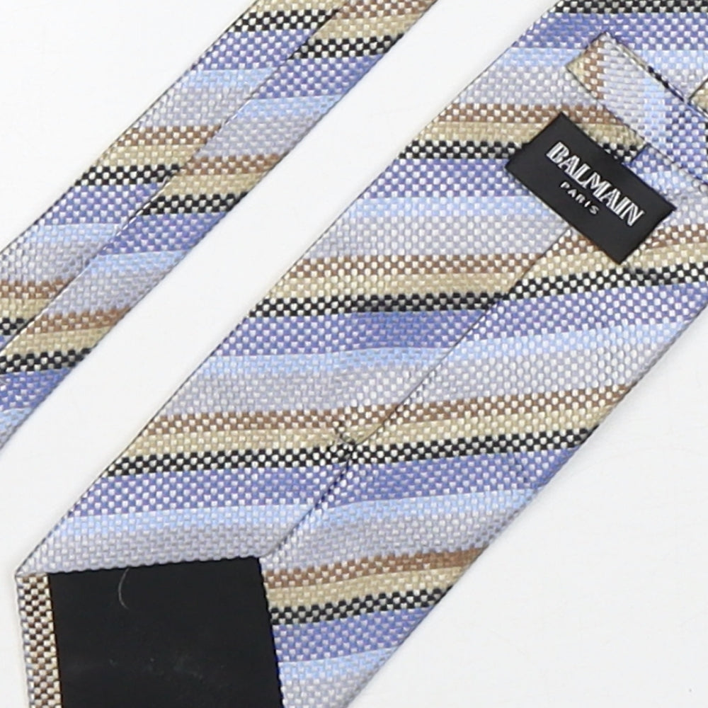 Balmain Mens Multicoloured Striped Silk Pointed Tie One Size