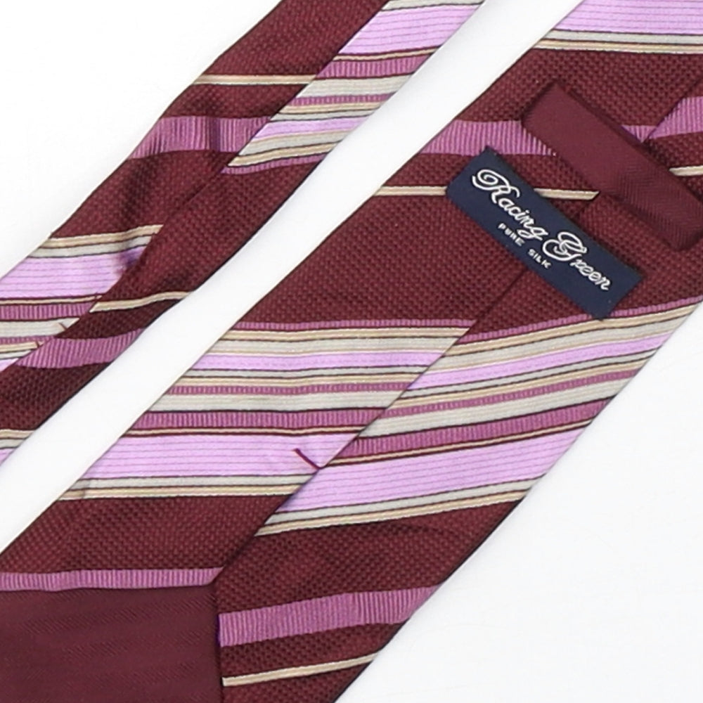 Racing Green Mens Multicoloured Striped Silk Pointed Tie One Size