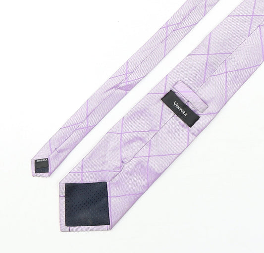 Ventura Mens Pink Plaids & Checks Silk Pointed Tie One Size