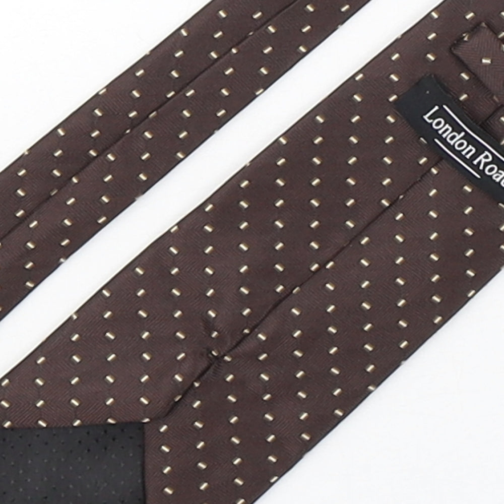 London Road Mens Brown Geometric Polyester Pointed Tie One Size