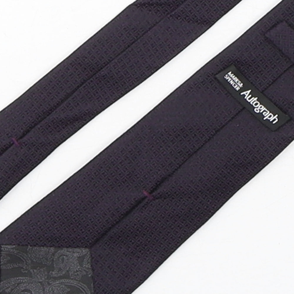Autograph Mens Purple Geometric Silk Pointed Tie One Size