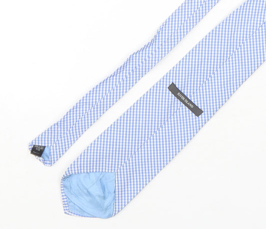 River Island Mens Blue Plaids & Checks Cotton Pointed Tie One Size