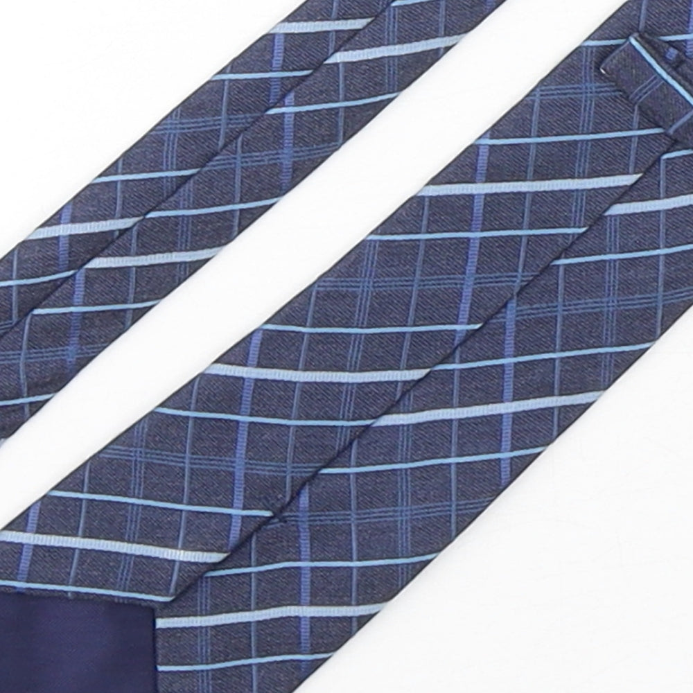Marks and Spencer Mens Blue Plaids & Checks Silk Pointed Tie One Size