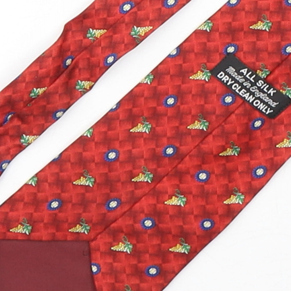PreWorn Mens Red Geometric Silk Pointed Tie One Size