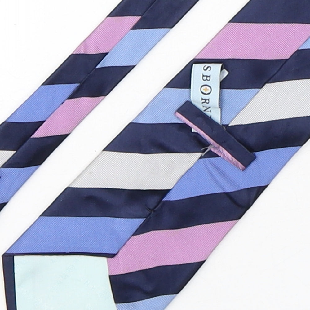 Osborne Mens Multicoloured Striped Silk Pointed Tie One Size