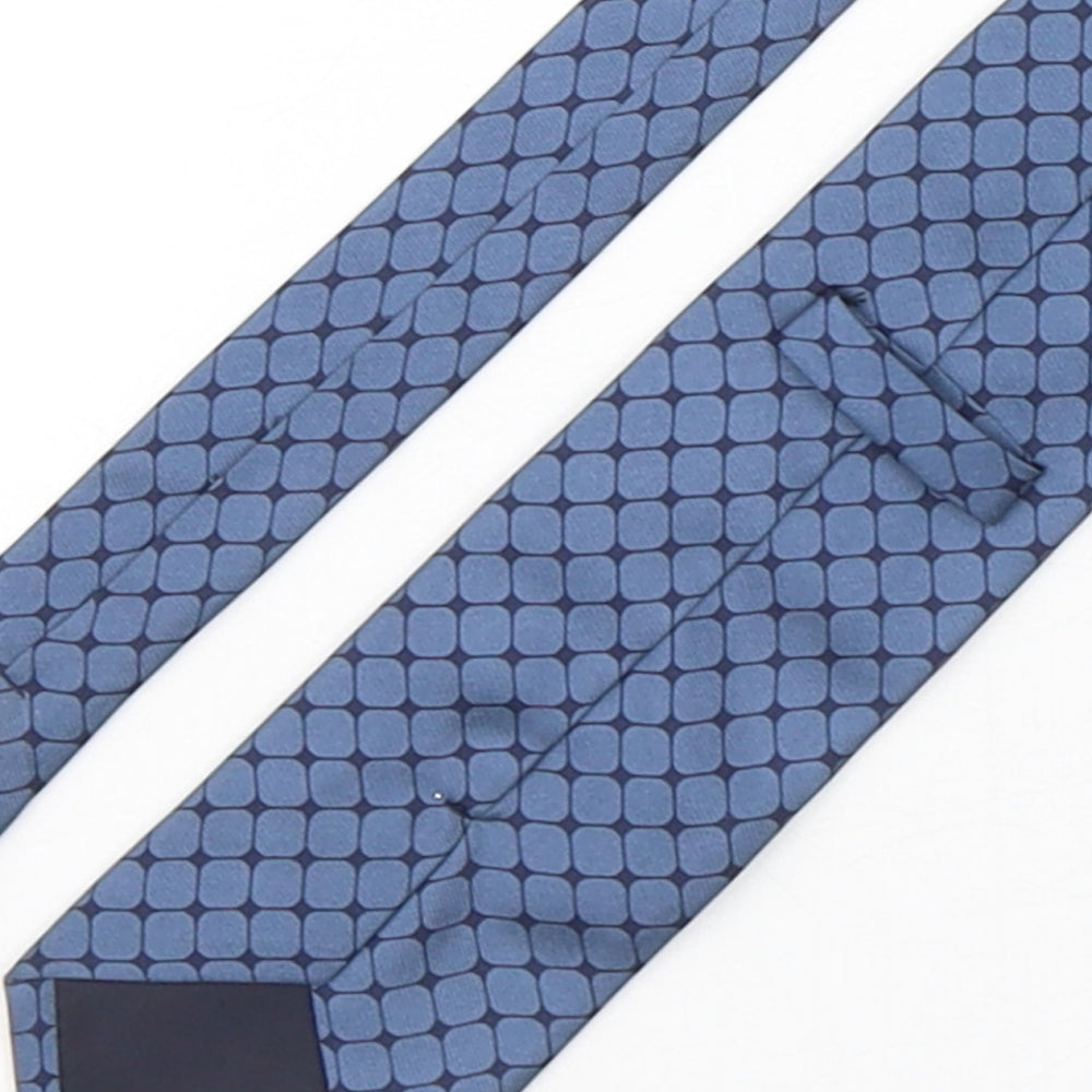Mens BHS Blue Geometric Pointed Tie