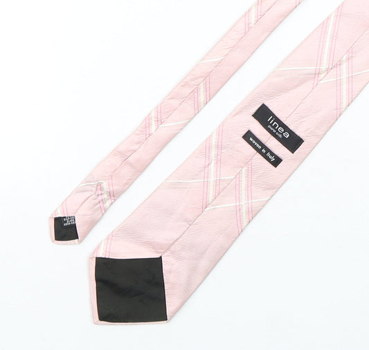 Linea Mens Pink Plaids & Checks Silk Pointed Tie One Size