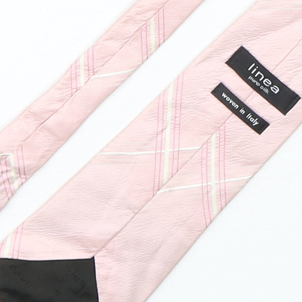 Linea Mens Pink Plaids & Checks Silk Pointed Tie One Size