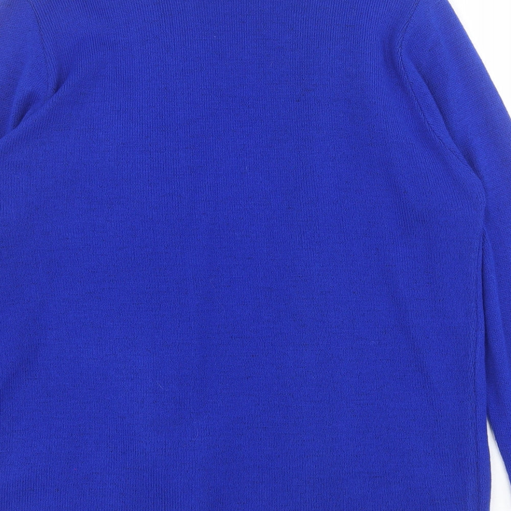 Envy Womens Blue Round Neck Acrylic Pullover Jumper Size M - M / L