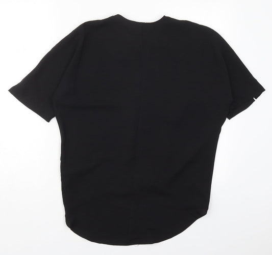 Primark Womens Black Polyester Basic Blouse Size 6 V-Neck