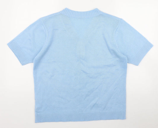 Damart Womens Blue V-Neck Acrylic Pullover Jumper Size 18