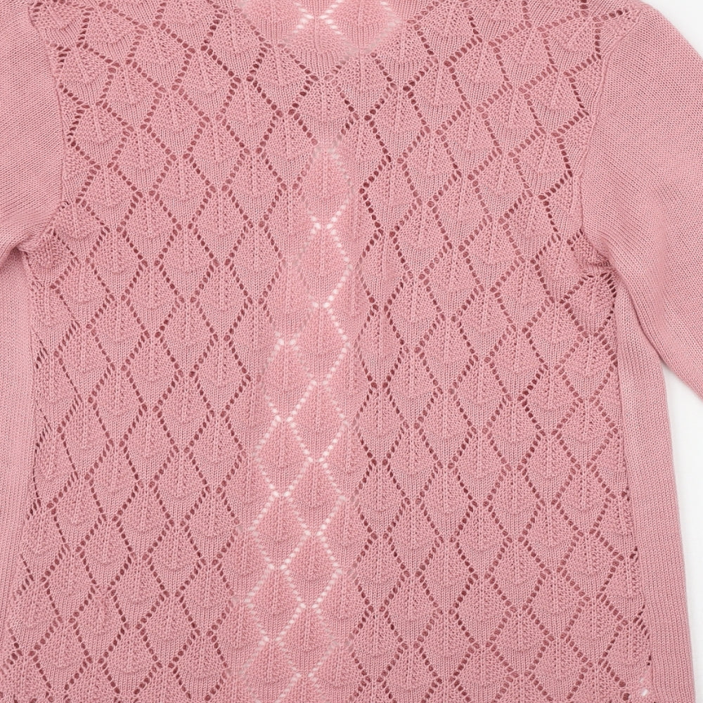Lizzi Clarke Womens Pink Round Neck Acrylic Cardigan Jumper Size S