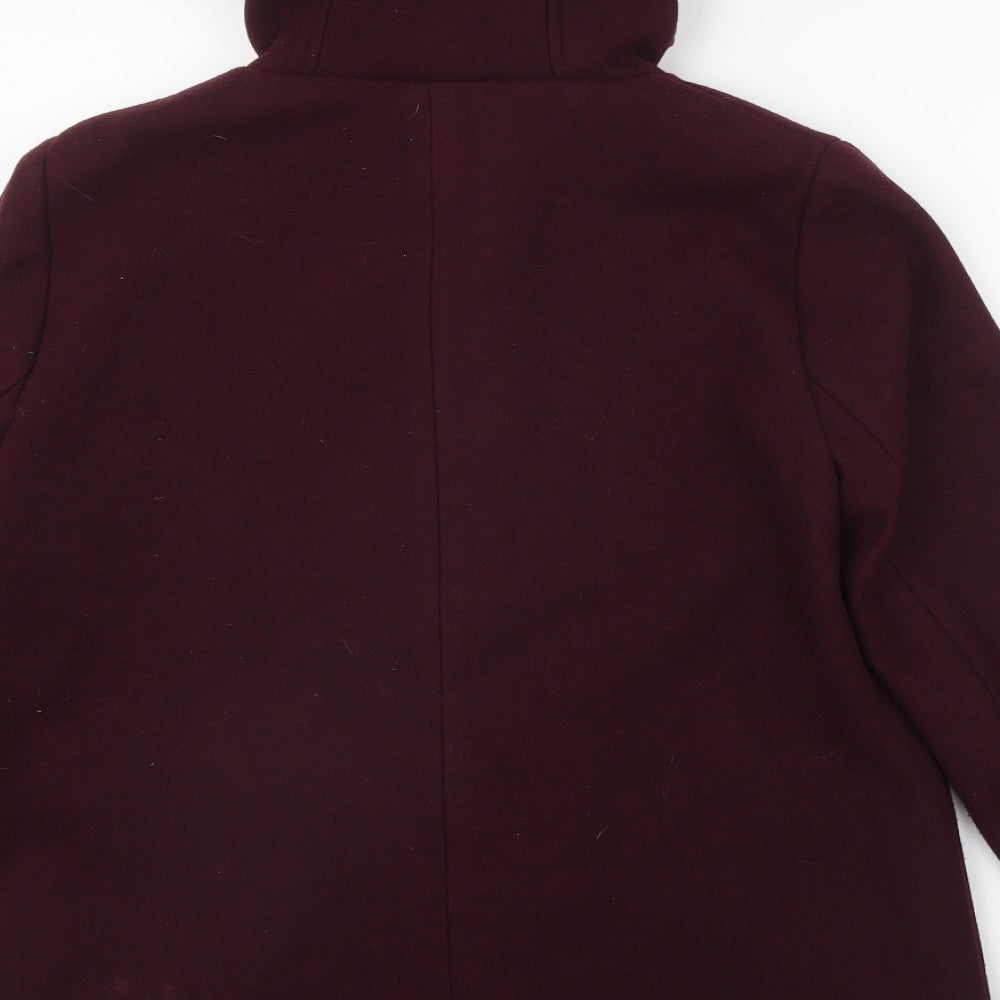 Brand and care label for Primark women’s red parka coat, size UK 10, zip
