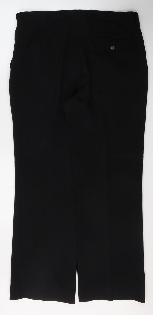 Dunnes Stores Mens Black Polyester Trousers Size 36 in L31 in Regular Button